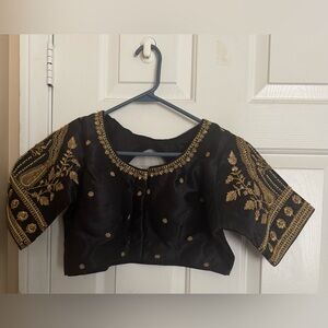 Elegant Black and Gold Embroidered Blouse